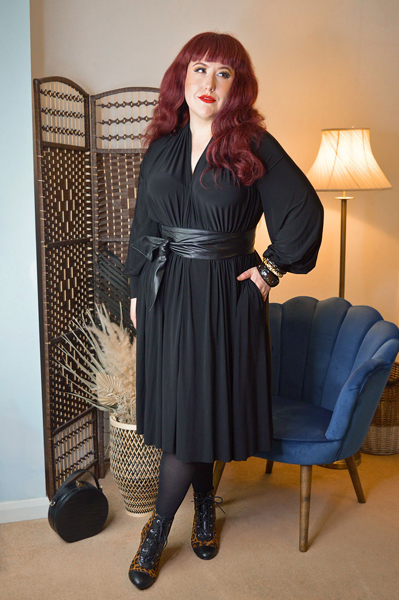 Pinup Miss Amy May models the leopard Selma boots by Lulu Hun Collectif for a fit and sizing review