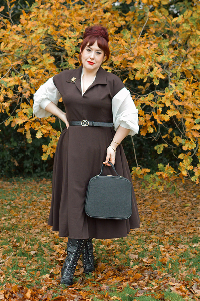 Plus size pinup Miss Amy May models the Ganache Margot dress by Lady V London for a fit and size review