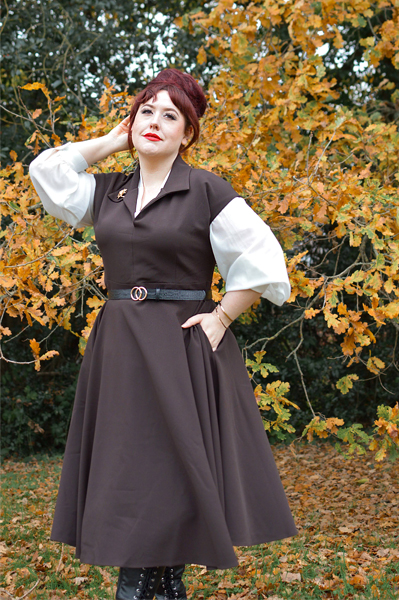 Plus size pinup Miss Amy May models the Ganache Margot dress by Lady V London for a fit and size review