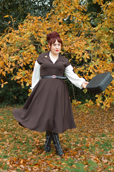 Plus size pinup Miss Amy May models the Ganache Margot dress by Lady V London for a fit and size review
