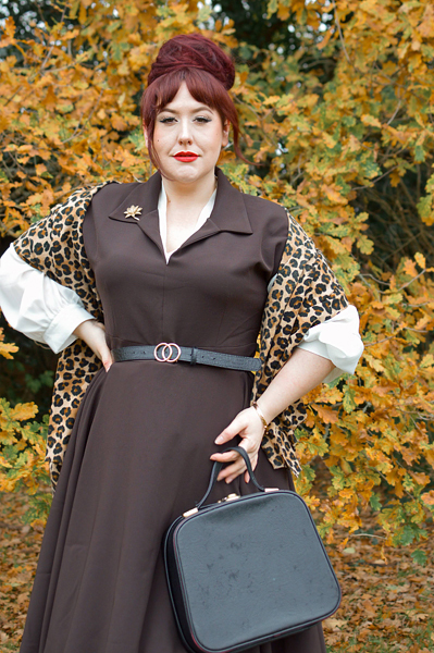 Plus size pinup Miss Amy May models the Ganache Margot dress by Lady V London for a fit and size review