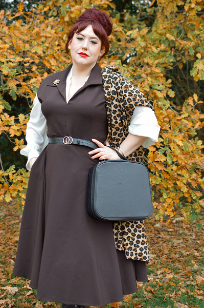 Plus size pinup Miss Amy May models the Ganache Margot dress by Lady V London for a fit and size review