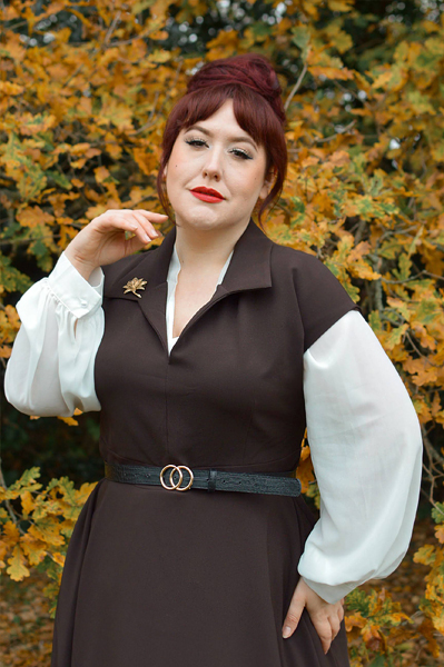 Plus size pinup Miss Amy May models the Ganache Margot dress by Lady V London for a fit and size review