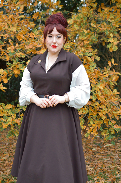 Plus size pinup Miss Amy May models the Ganache Margot dress by Lady V London for a fit and size review