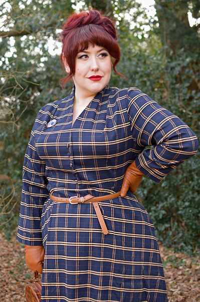 Plus size pinup Miss Amy May models the Helena dress by Timeless London for a fit and size review