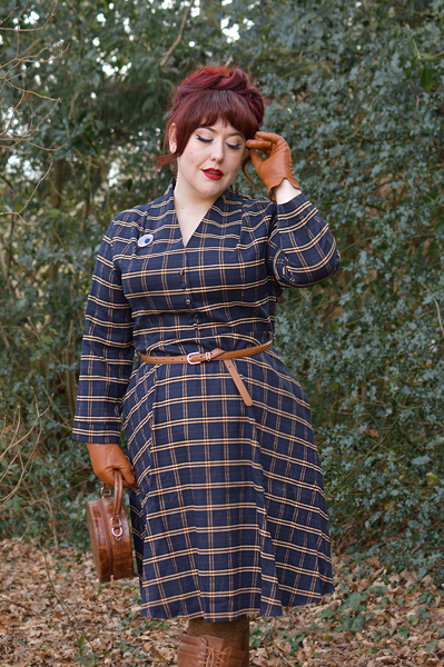Plus size pinup Miss Amy May models the Helena dress by Timeless London for a fit and size review