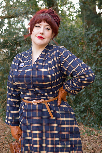 Plus size pinup Miss Amy May models the Helena dress by Timeless London for a fit and size review