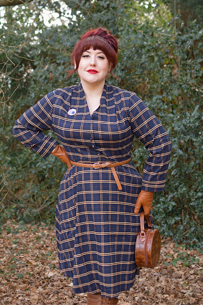 Plus size pinup Miss Amy May models the Helena dress by Timeless London for a fit and size review