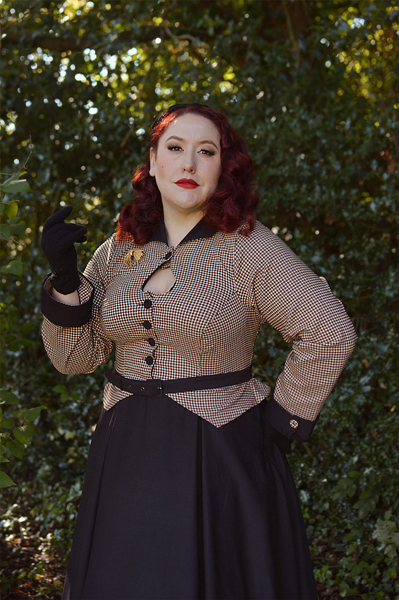 Plus size pinup Miss Amy May models the Gelasia-Lou dress by Miss Candyfloss for a fit and size review